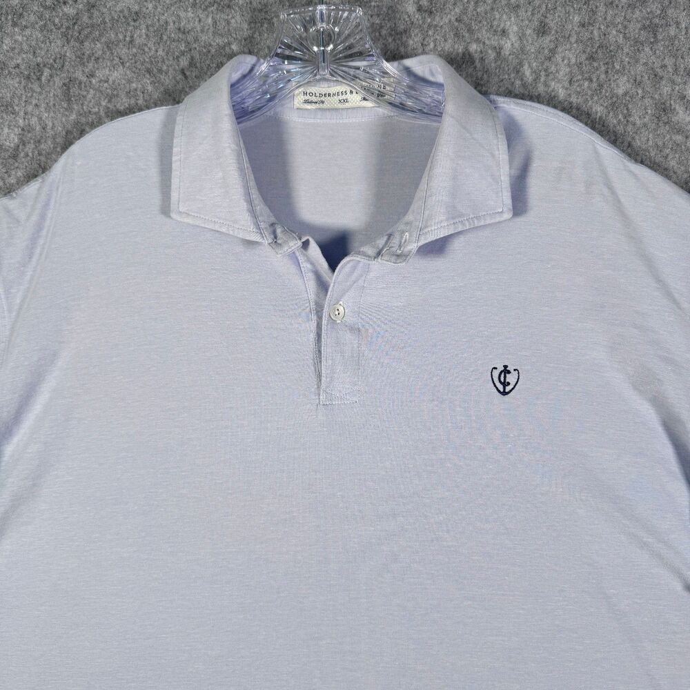 Holderness Bourne Shirt Mens Size 2XL Blue Short Sleeve Polo Tailored Fit Golf